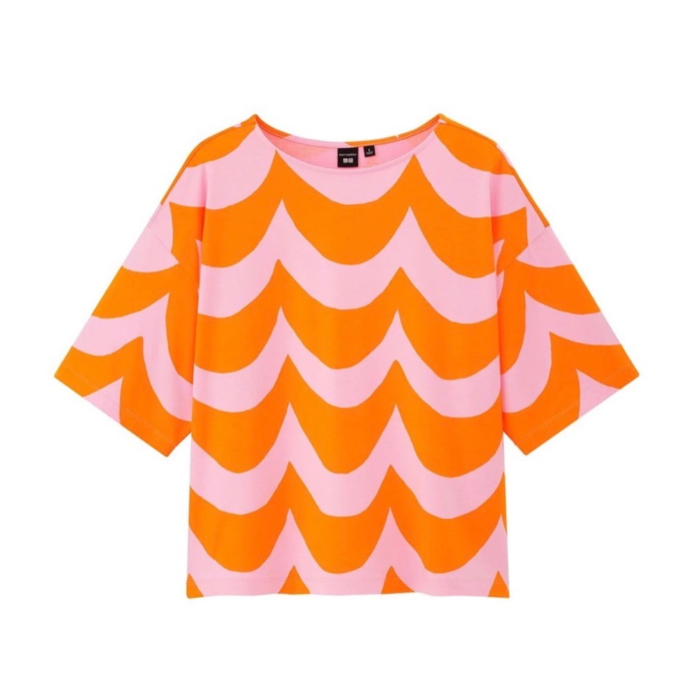 Uniqlo x Marimekko orange & pink print top M